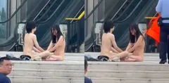 浙江宁波街头惊现 一对男女赤裸双修 众人围观引热议 邪教又出山了?